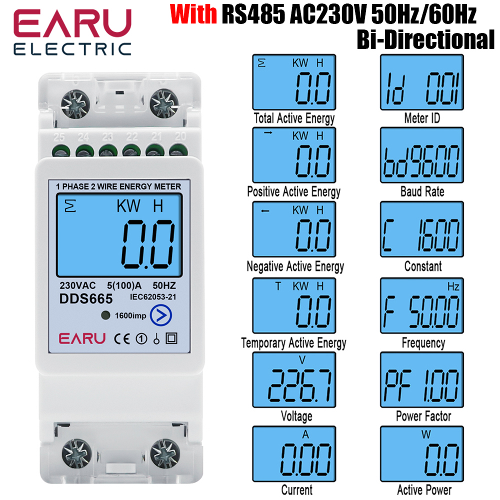 Renewable Energy Demonstration Kit - Multifunction 230V 100A Bi-Directional Energy Meter