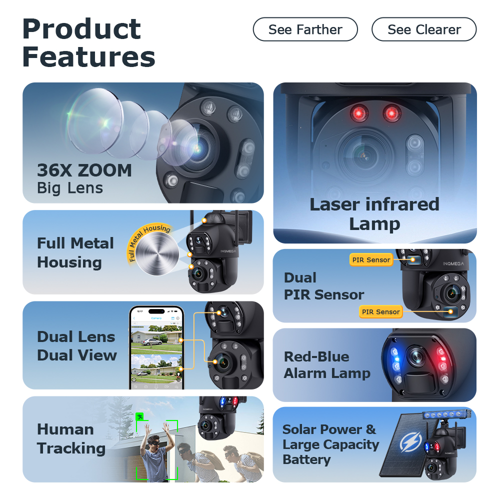 12MP 36X Dual Lens Solar Secur - Solar Panel Tilt Mount 评论和价格