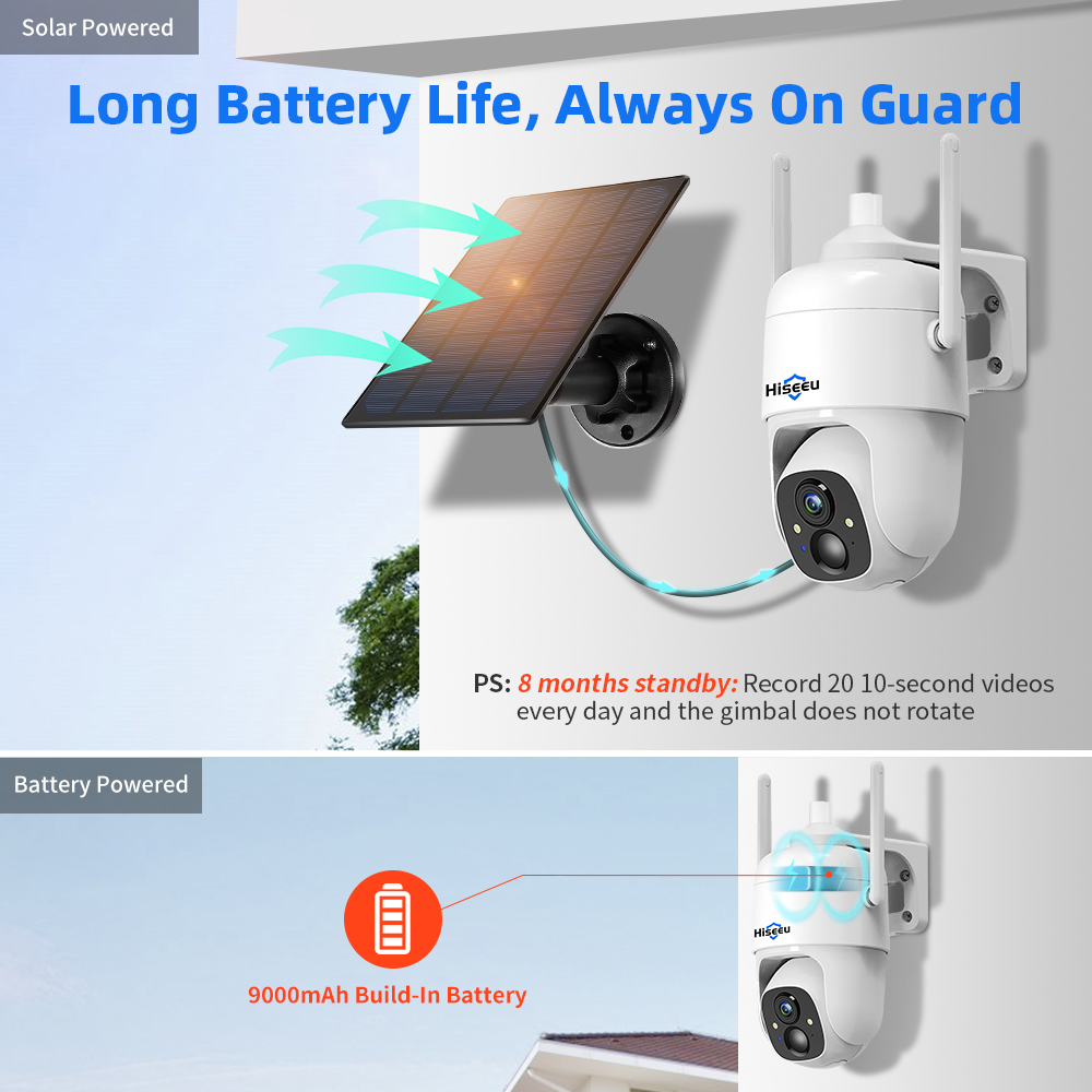 Hiseeu 3MP Cloud AI WiFi Video - Solar Panel Tilt Mount 评论和价格